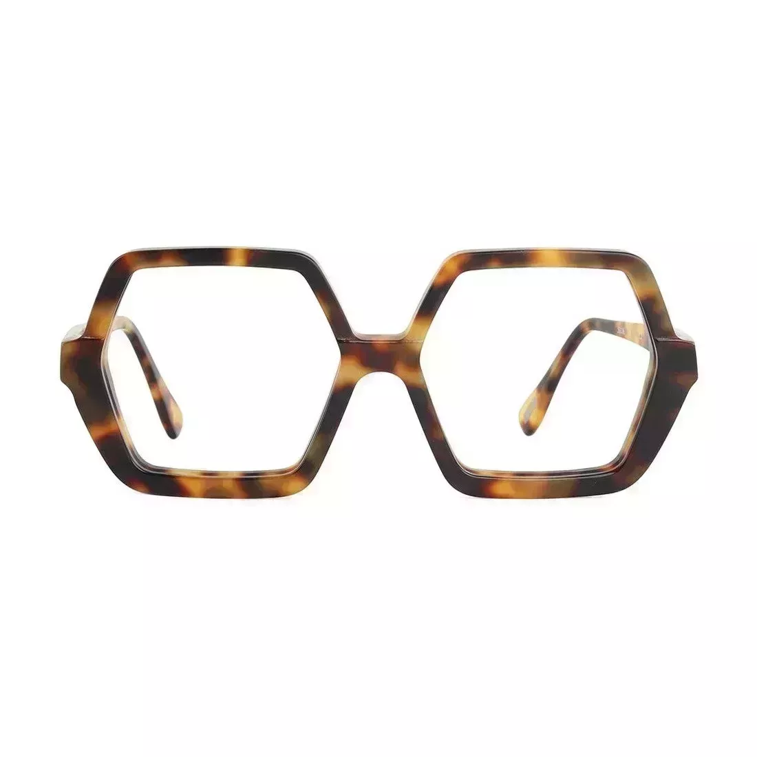 See Eyewear 6728 geometric tortoise glasses on white background
