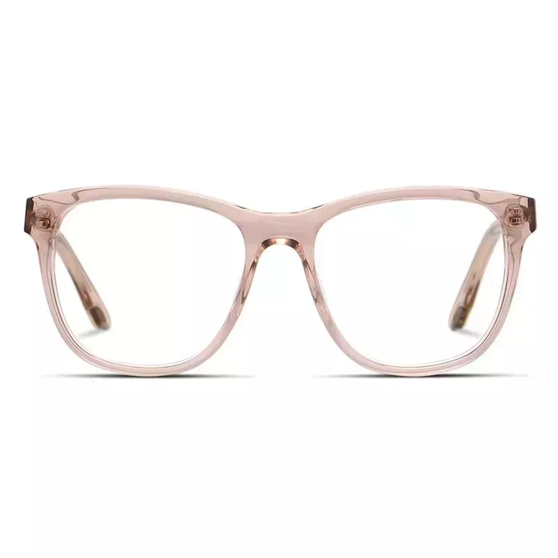GlassesUSA Amelia E. Tricia pale pink glasses on white background