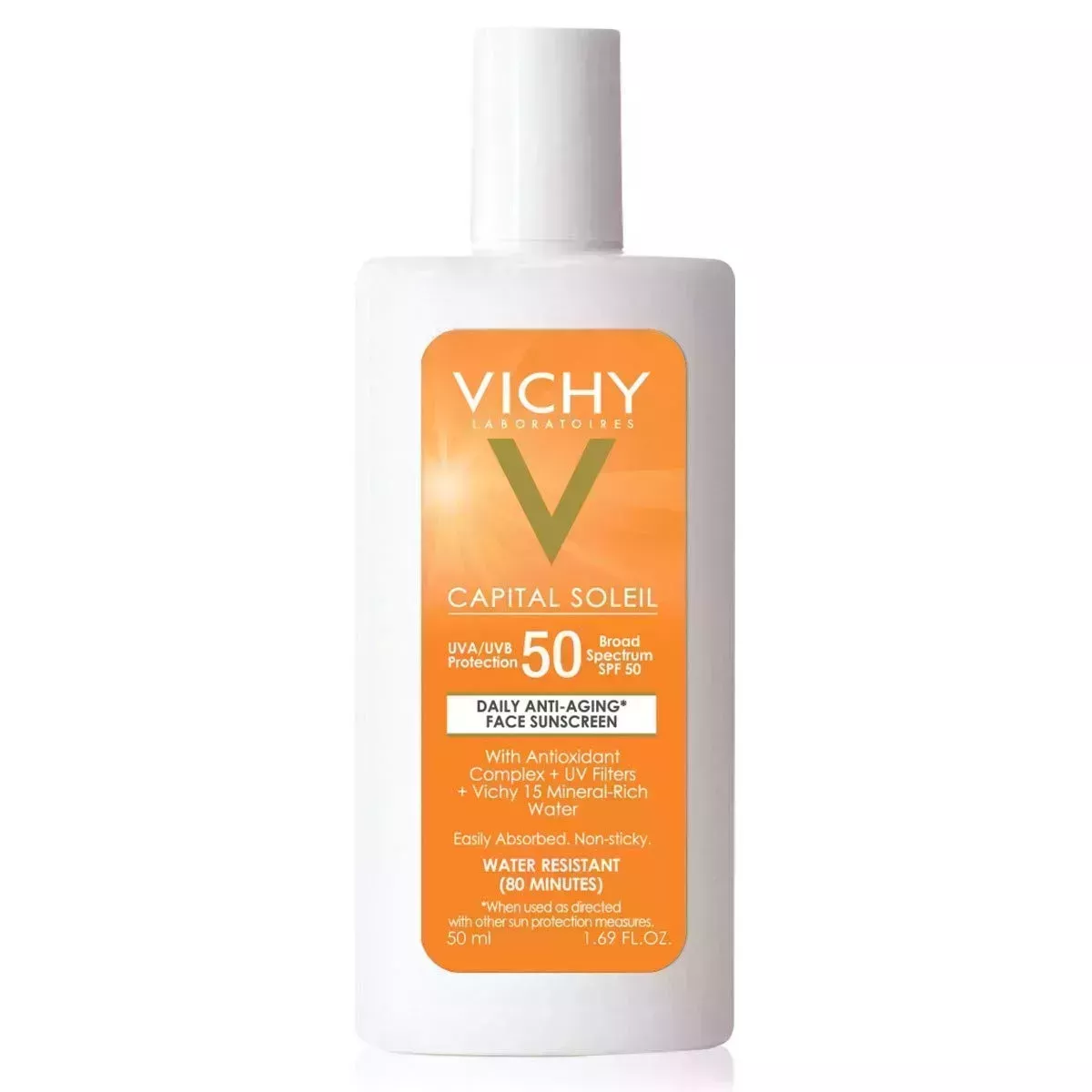 Vichy Capital Soleil Face Sunscreen SPF 50 on white background