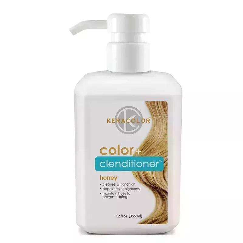A white square bottle of the Keracolor Color + Clenditioner on a white background