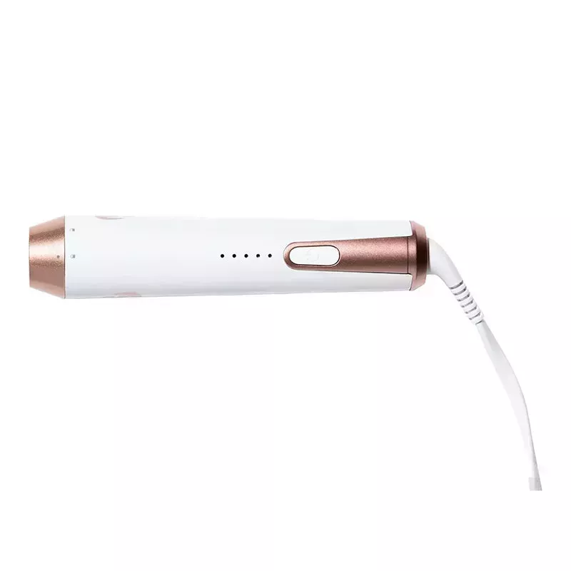 A white and gold T3 Convertible Base curling iron on a white background