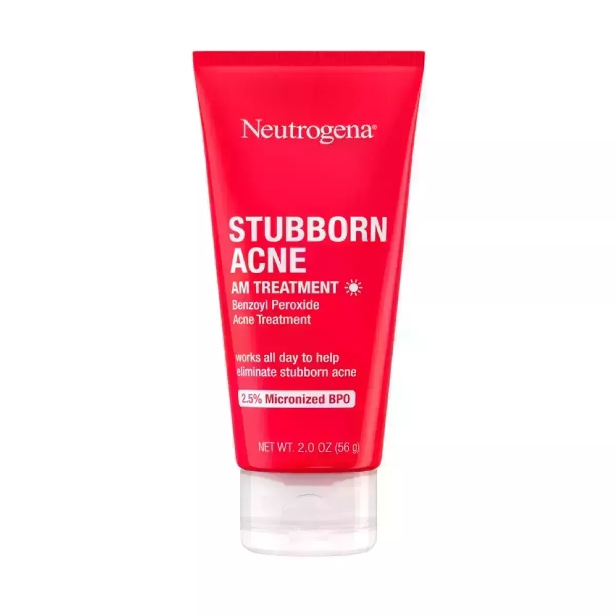 A red bottle of cleanser on a white background