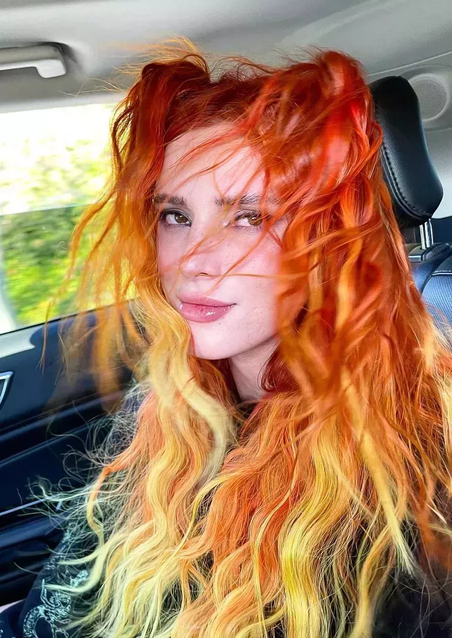 Bella Thorne Colourful Half-Up Peekaboo Hair