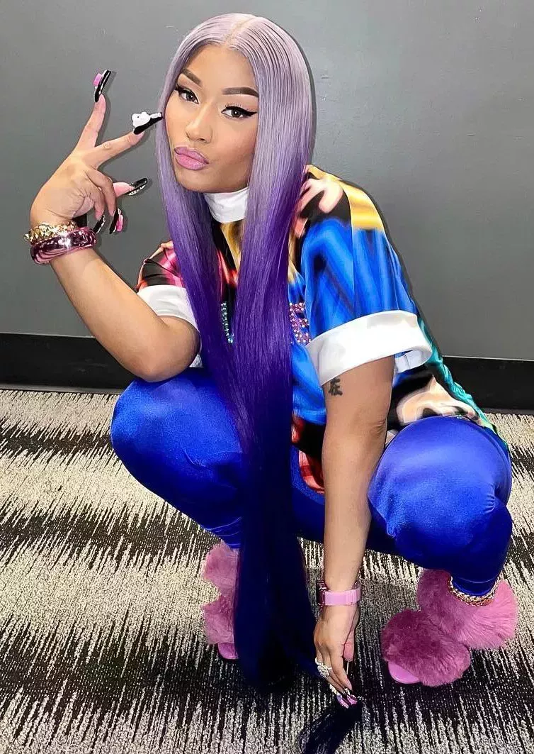 Nicki Minaj With Peekaboo Purple Hair