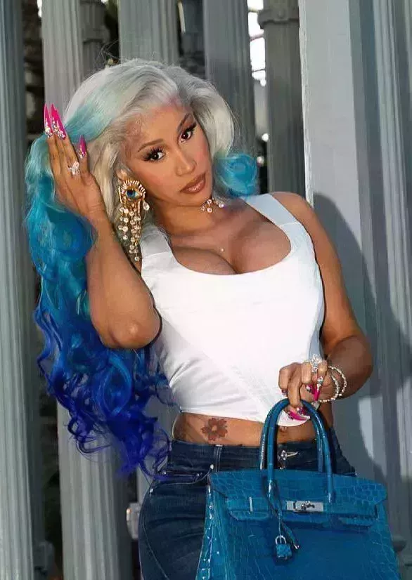 Cardi B With Mermaid Peekaboo Hair