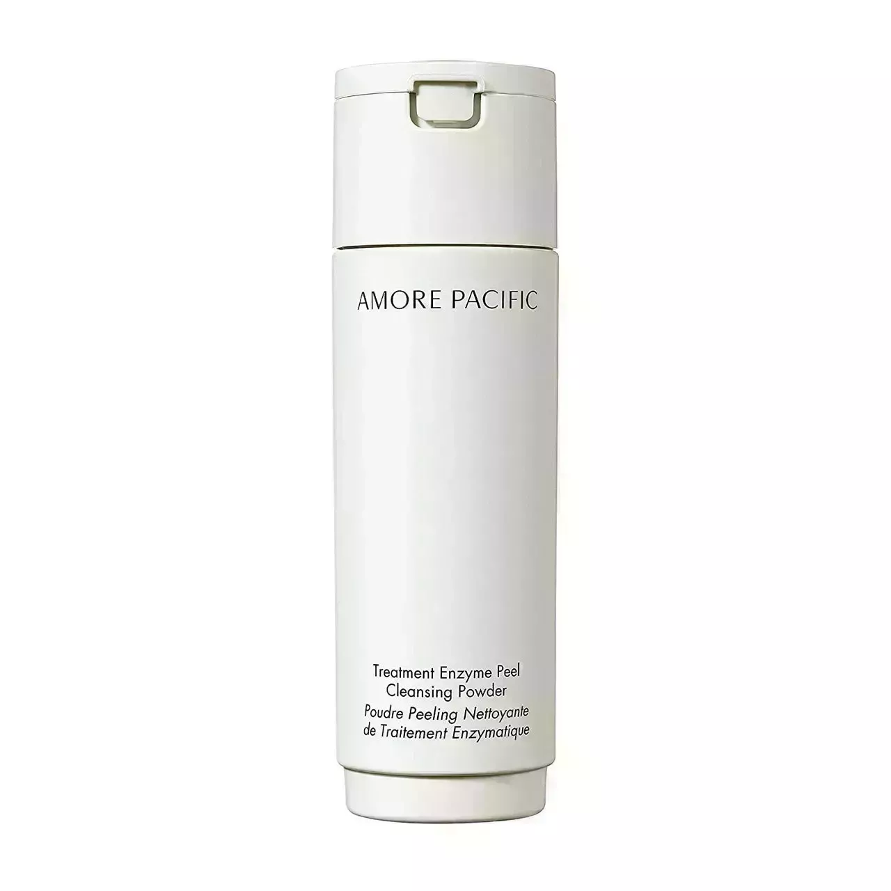 A light green bottle of Amorepacific Treatment Enzyme Peel Cleansing Powder on white background