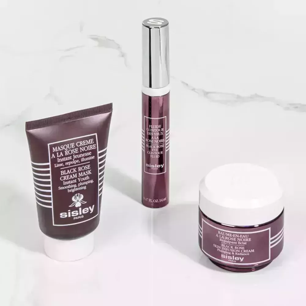 Sisley Paris Black Rose Set on marbled countertop