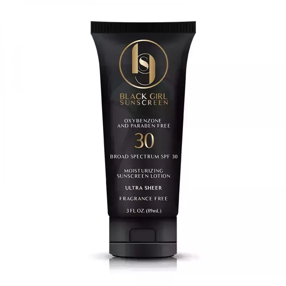 Black Girl Sunscreen Lotion SPF 30 on white background