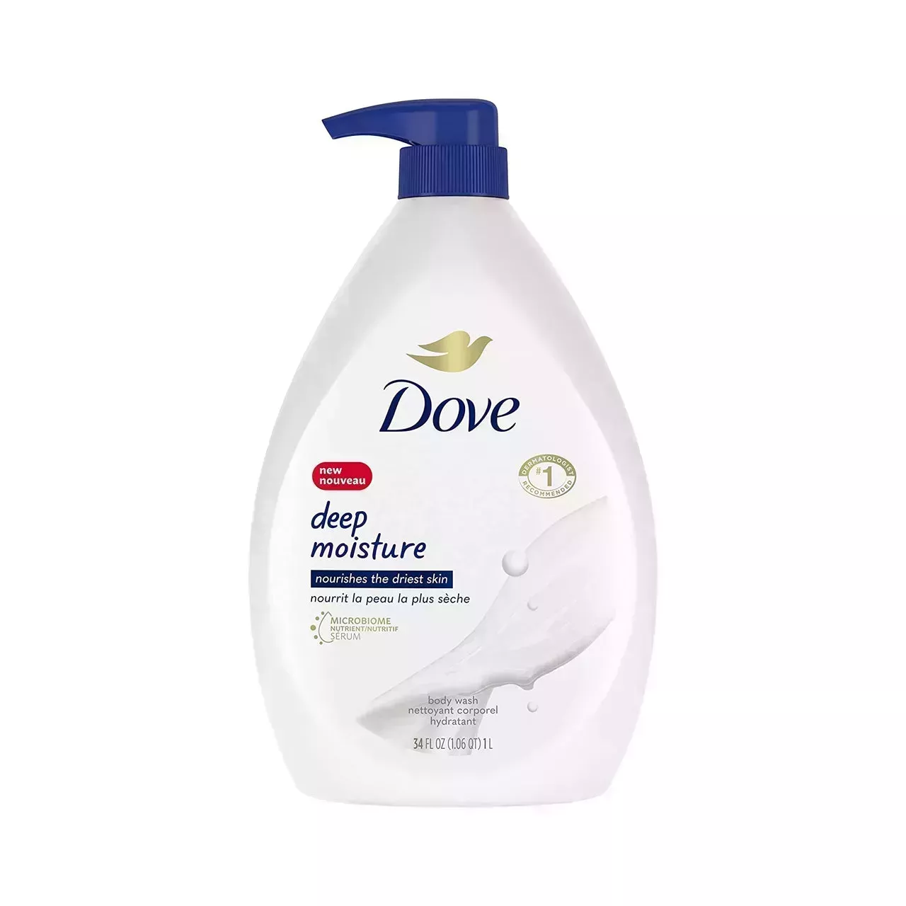 Dove Deep Moisture Nourishing Body Wash on white background