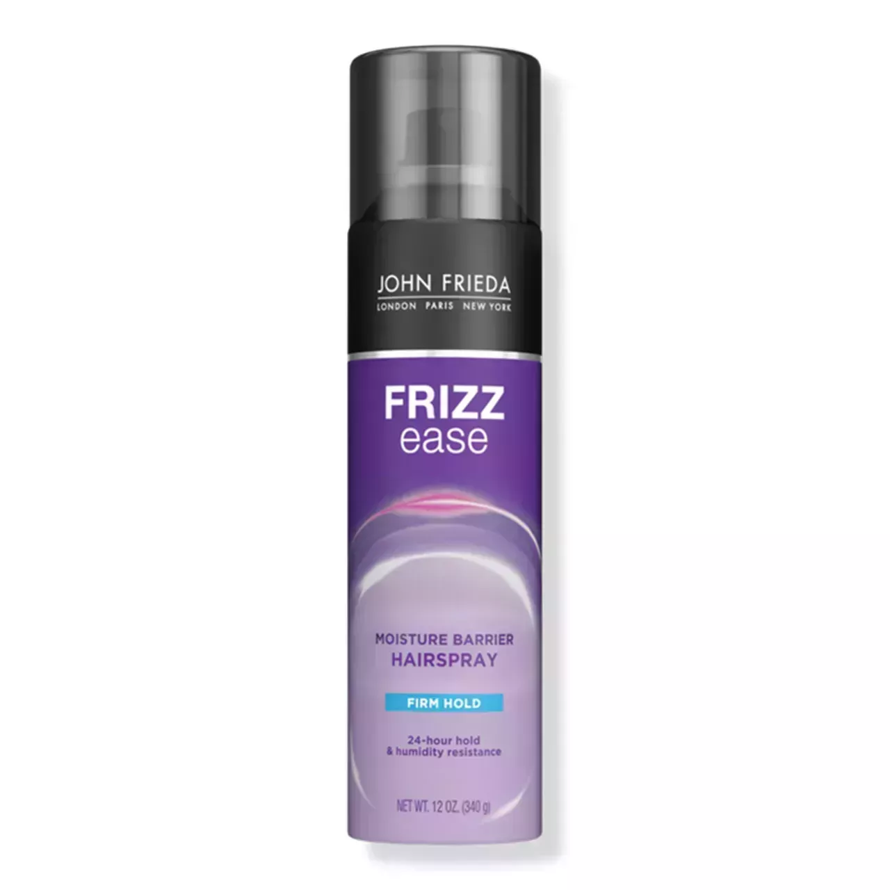 John Frieda Frizz Ease Moisture Barrier Firm Hold Hair Spray on white background 