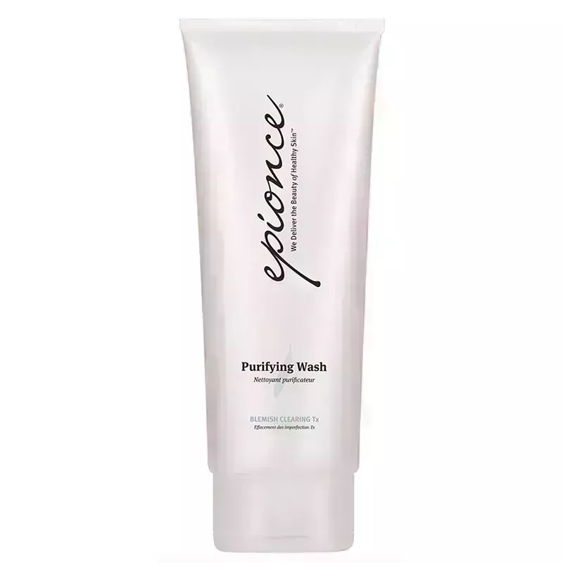 A white tube of the Epionce Purifying Wash Blemish Clearing Tx on a white background