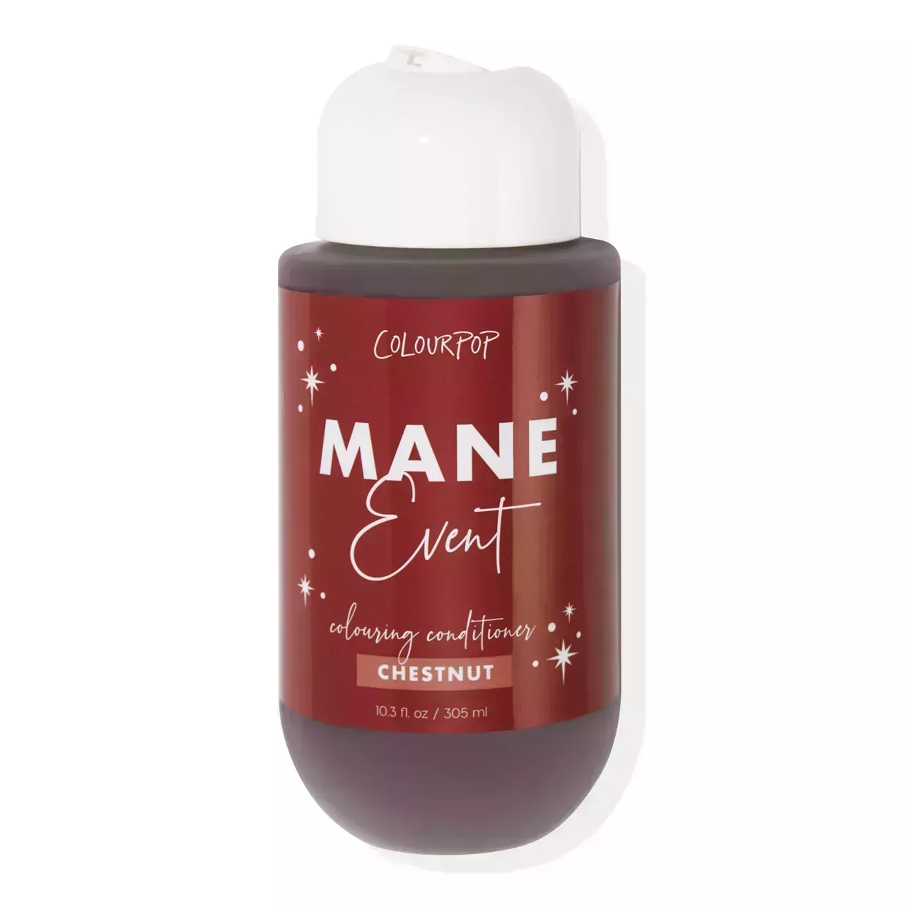 bottle of colourpop mane event conditioner in chestnut on a white background