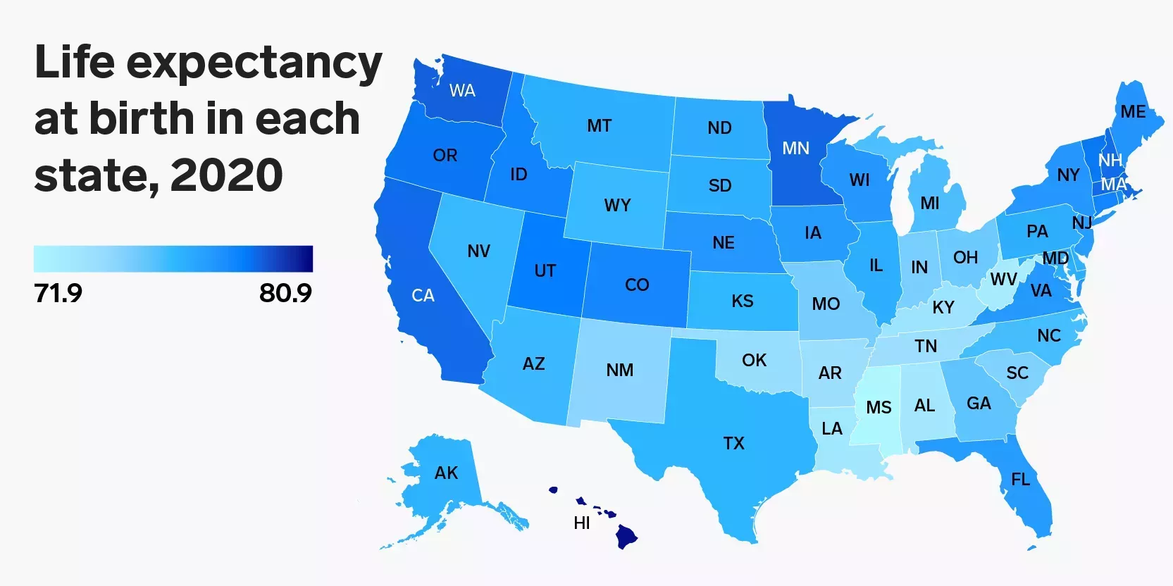 La esperanza de vida está cayendo en Estados Unidos: estos mapas muestran cuánto ha bajado por estado