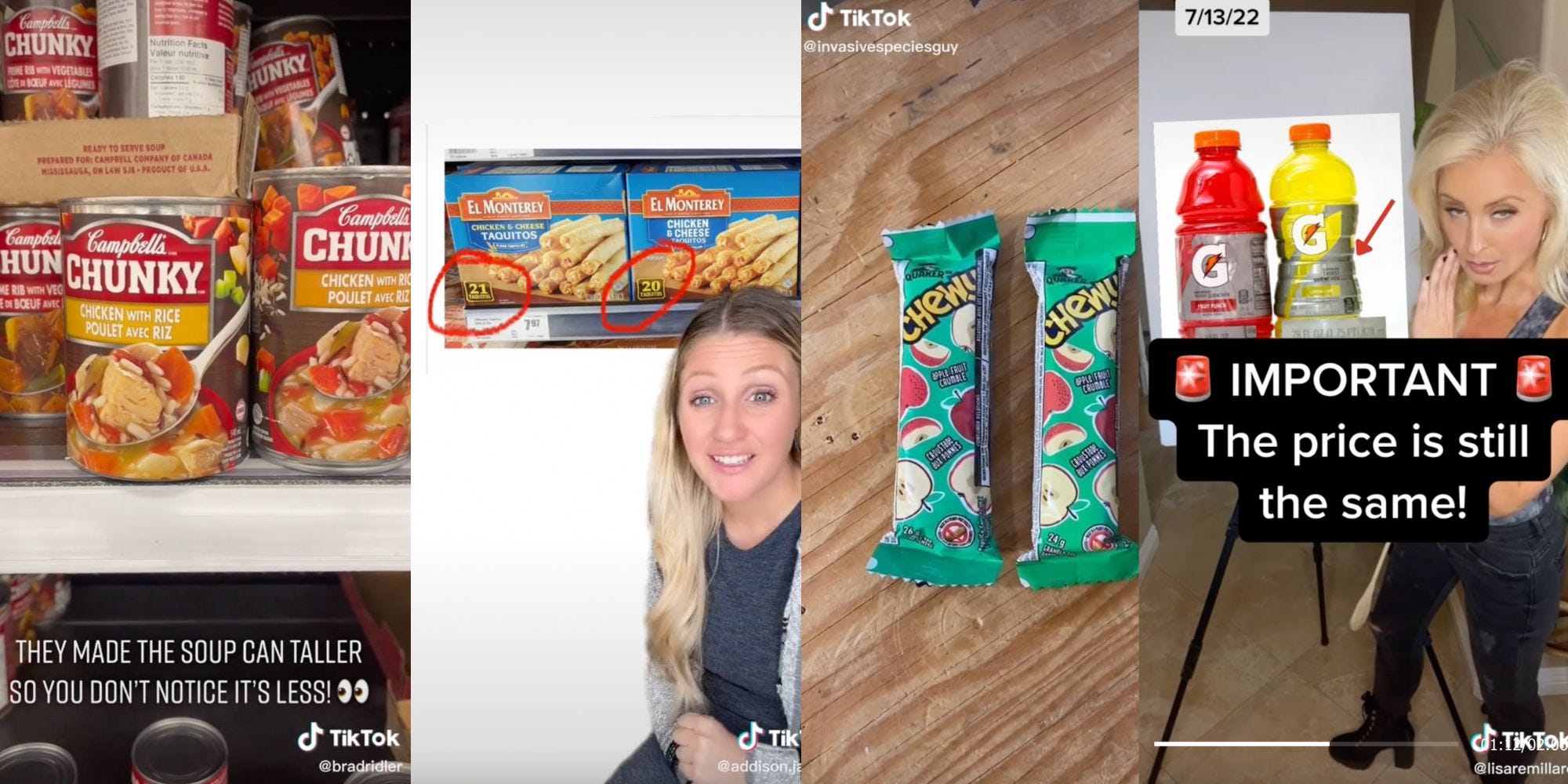 Tiktokers denuncian un nuevo tipo de inflación en la alimentación