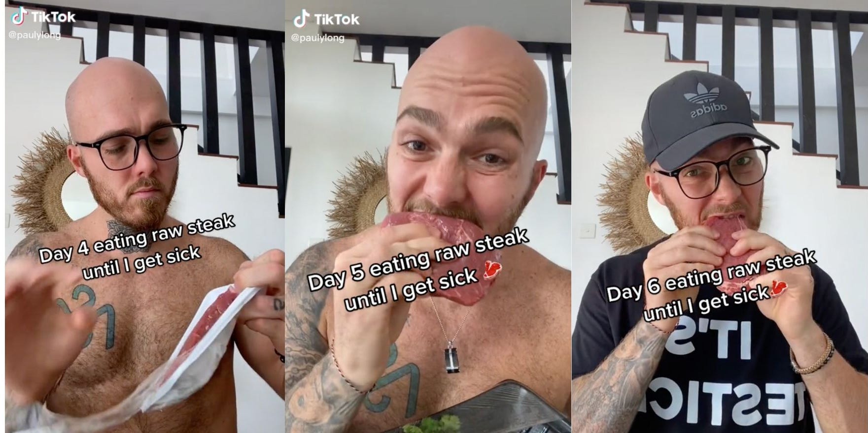 Un influencer de la carne cruda ha acumulado millones de visitas al documentar su reto