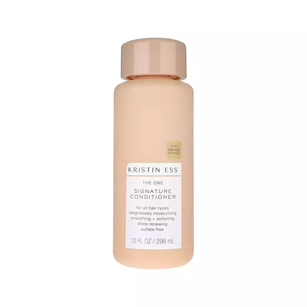 Kristin Ess Extra Gentle Conditioner for Sensitive Skin + Scalp pink bottle of shampoo on white background