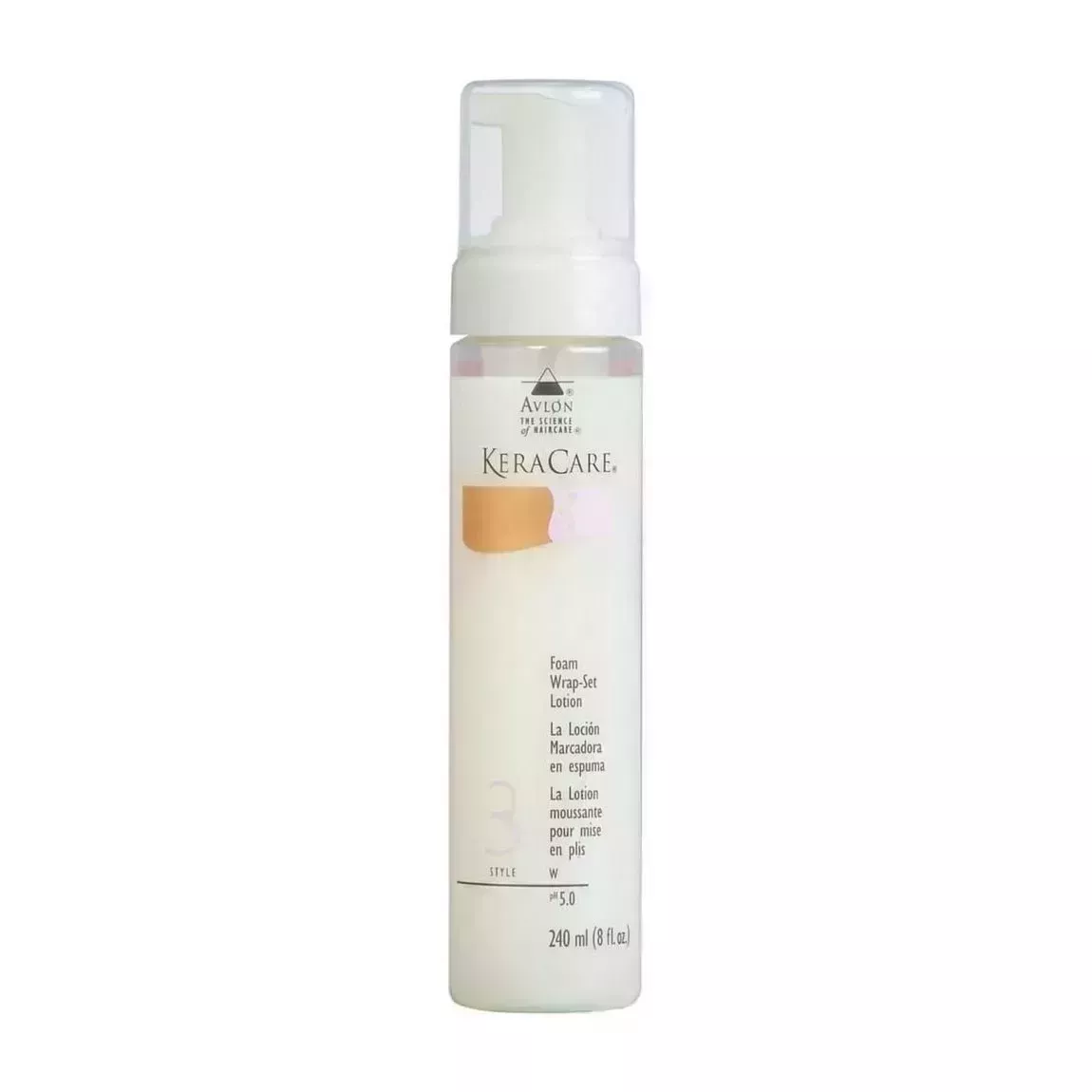 KeraCare Foam Wrap-Setting Lotion white bottle with pump and clear cap on white background