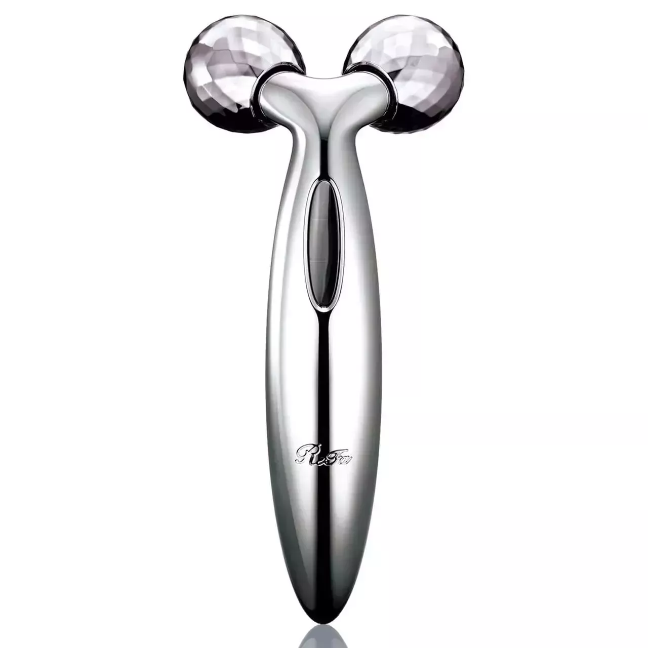 ReFa CARAT Face Skincare Tool silver facial massage tool on white background