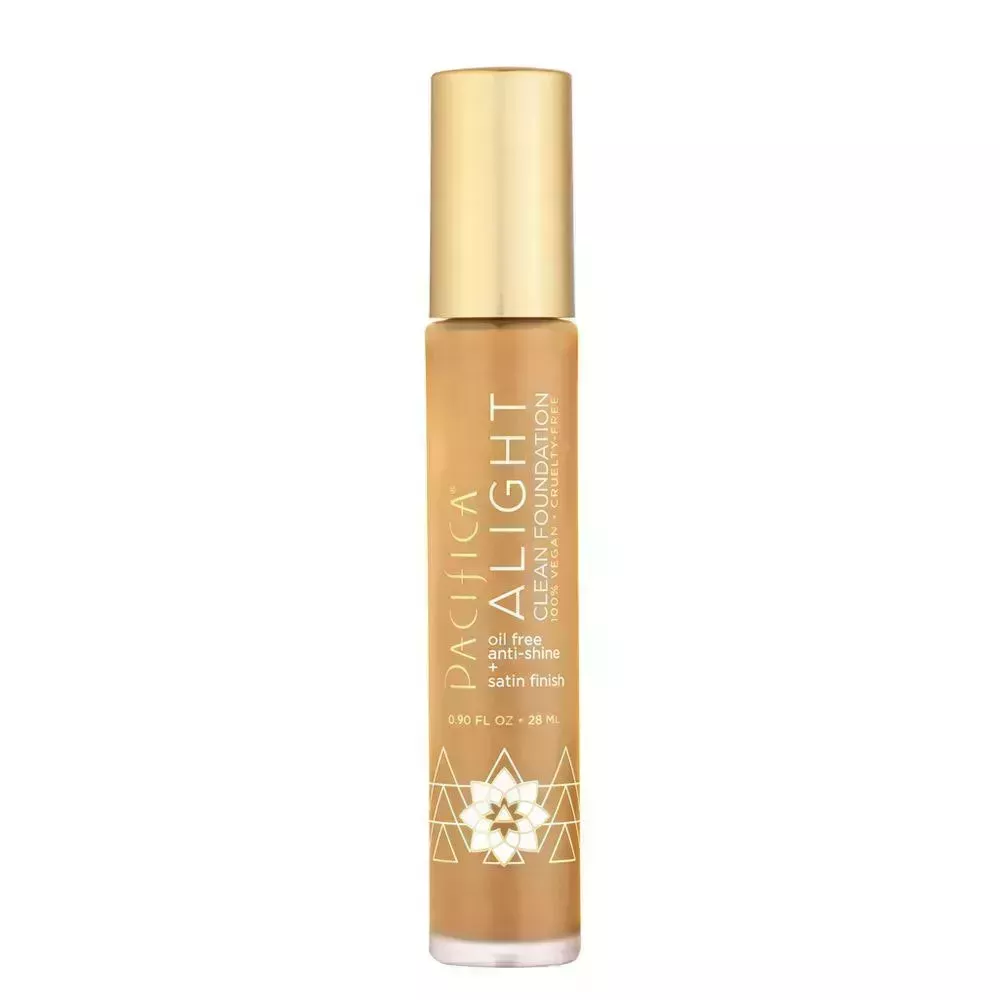 Pacifica Alight Clean Foundation beige tube with gold cap on white background