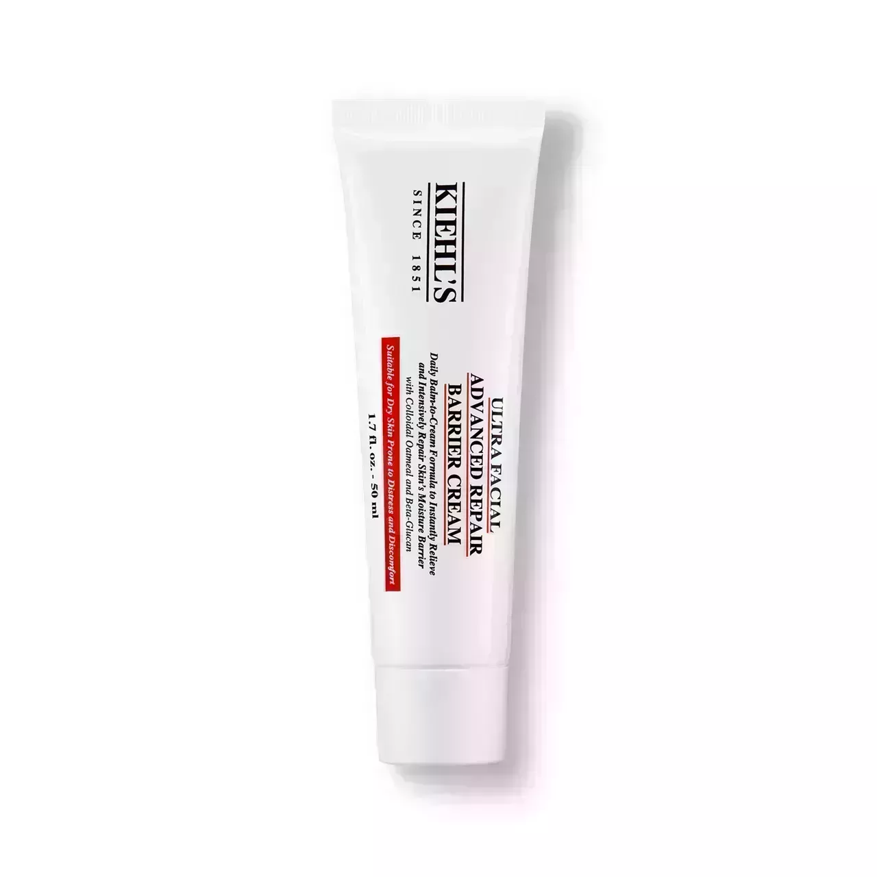 Kiehl's Ultra Facial Barrier Cream white tube on white background