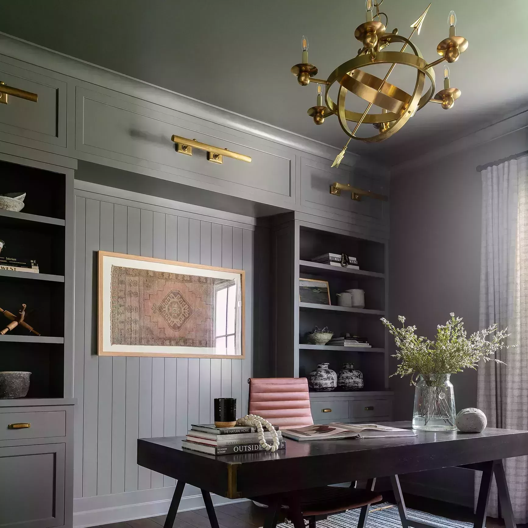 monochrome green home office