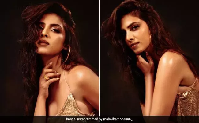El maquillaje glamuroso de Malavika Mohanan está cargado de párpados cobrizos y labios marrones