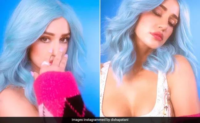 La peluca azul hielo y el maquillaje deslumbrante de Disha Patani son una fiesta de belleza del efecto 2000
