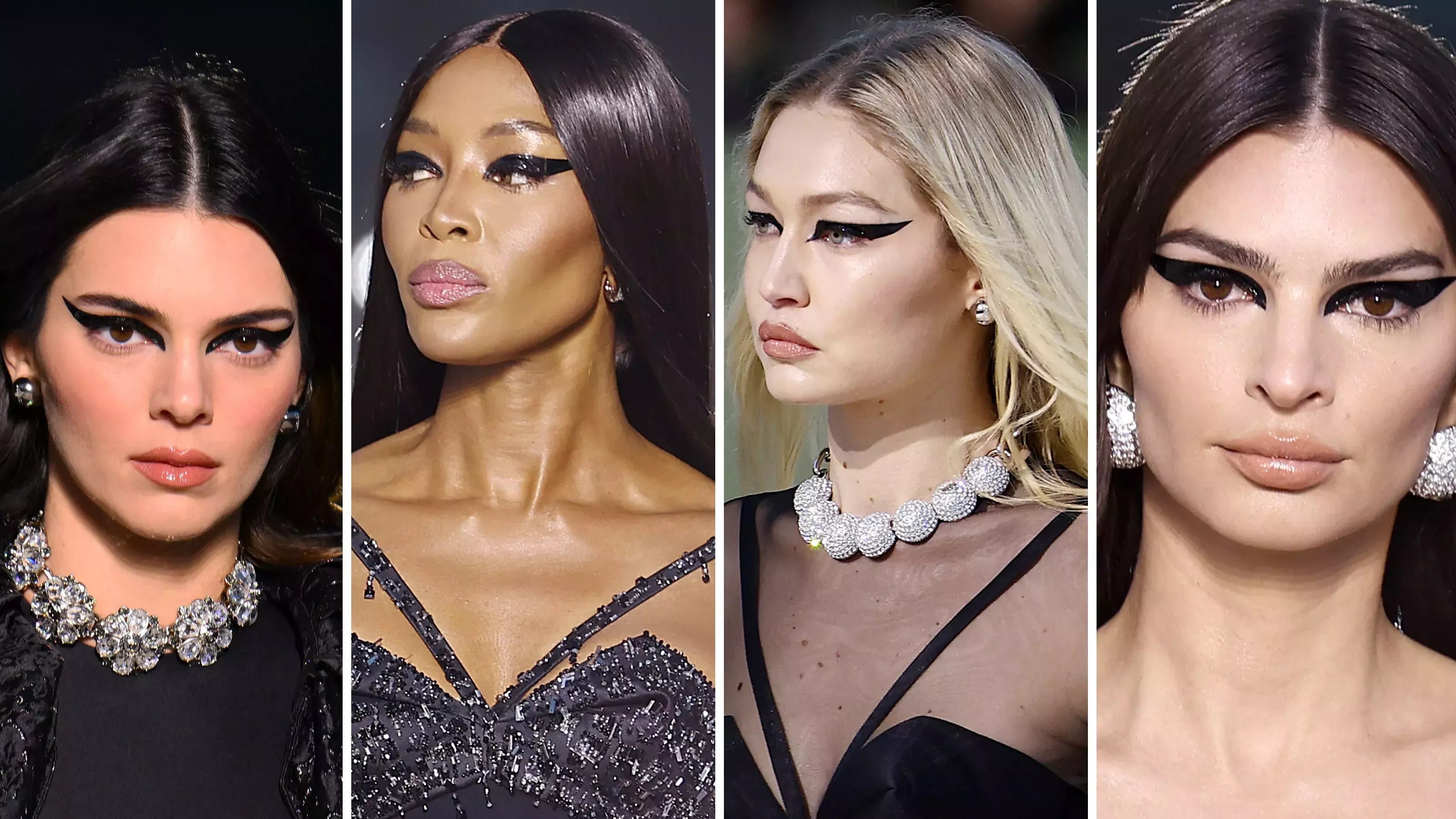 Gigi Hadid, Kendall Jenner, Naomi Campbell y EmRata sirvieron el momento de eyeliner más épico de la pasarela