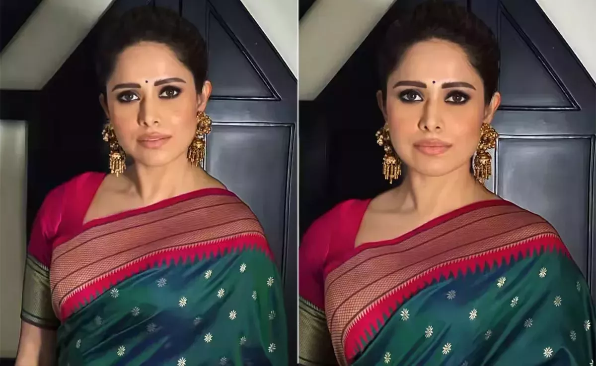 Con ojos ahumados y pestañas difuminadas, Nushrratt Bharuccha nos da una gran dosis de glamour festivo