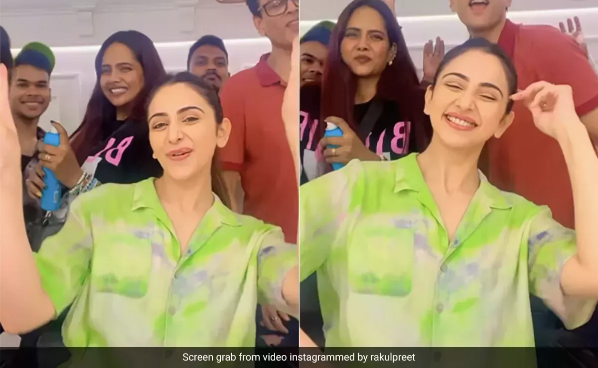 La sesión de maquillaje de Rakul Preet Singh se convirtió en una fiesta de baile. Cortesía: Misión Raniganjs Track Jalsa 2.0