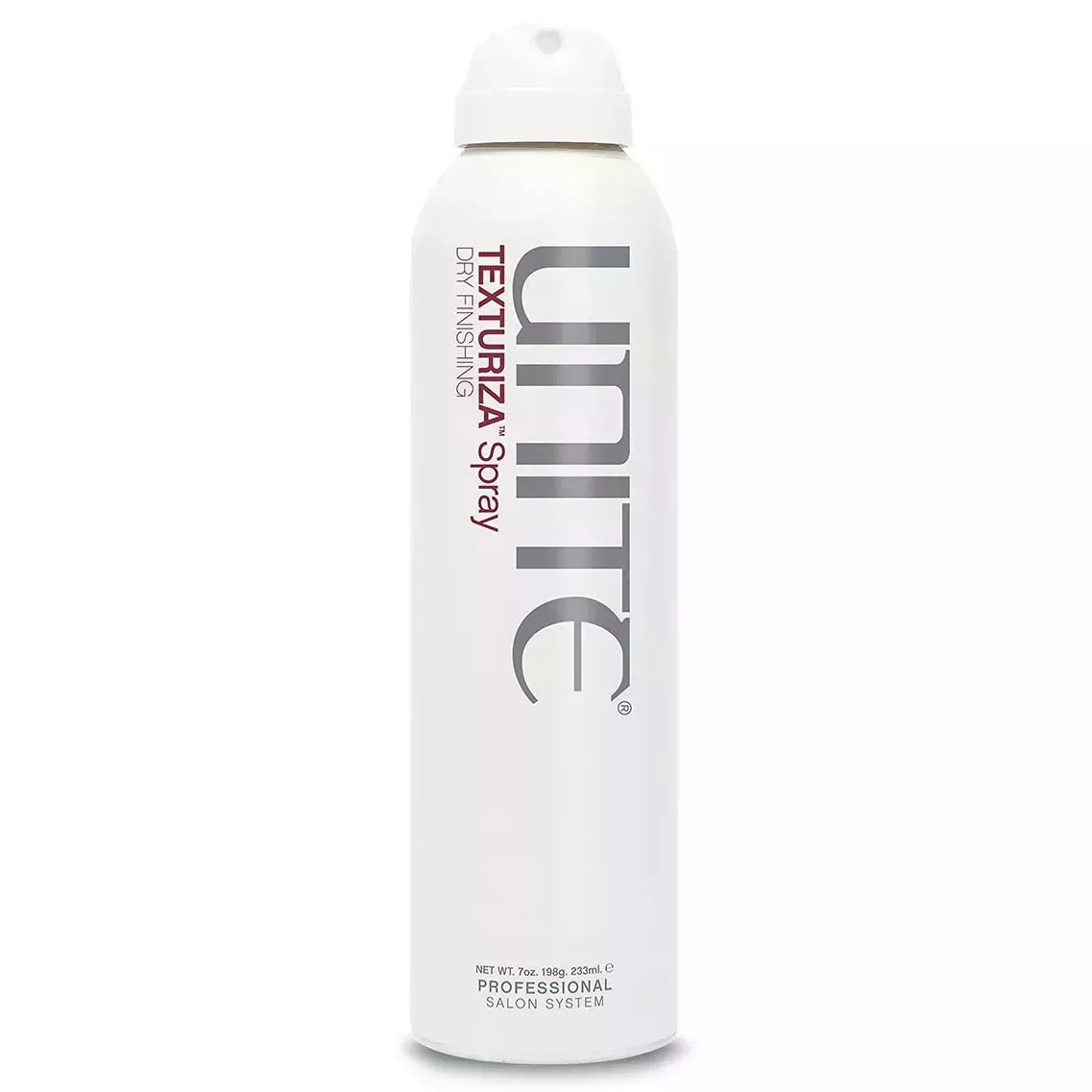 Unite Hair Texturiza Spray white spray canister on white background