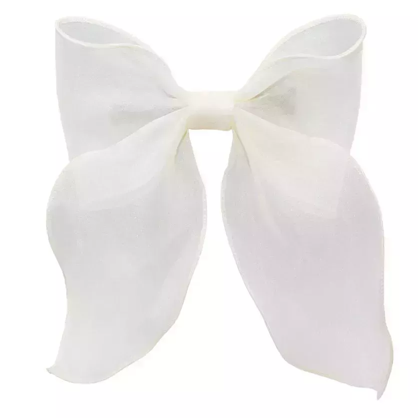 Emi Jay Bow Barrette in Oyster white bow barrette on white background