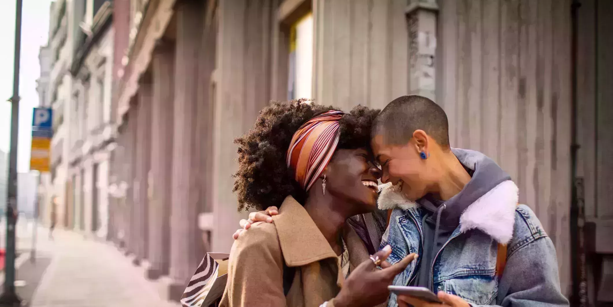young female couple shopping and exploring the city
