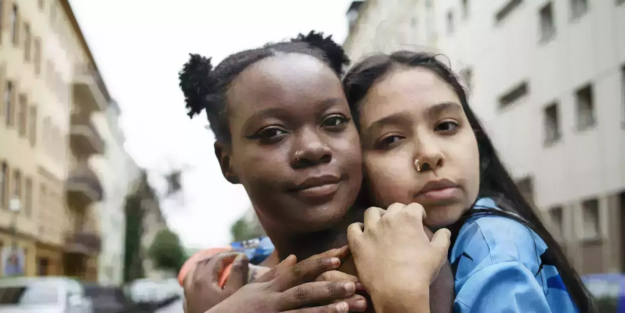 affectionate lesbian couple