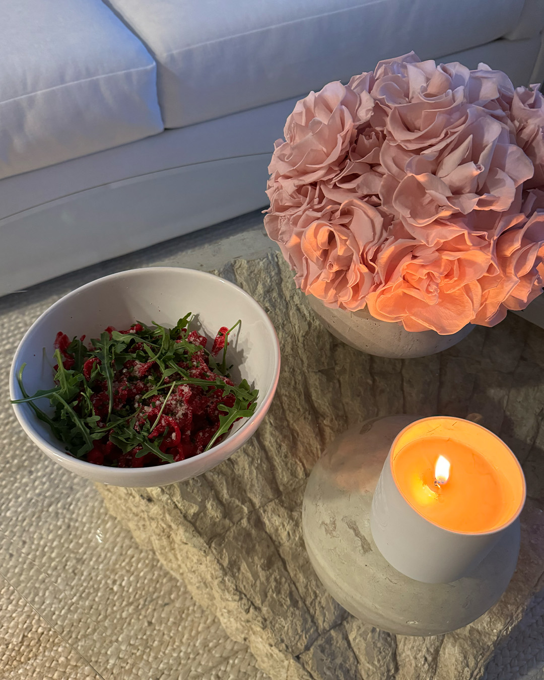 Fusilli con salsa de remolacha y limón 