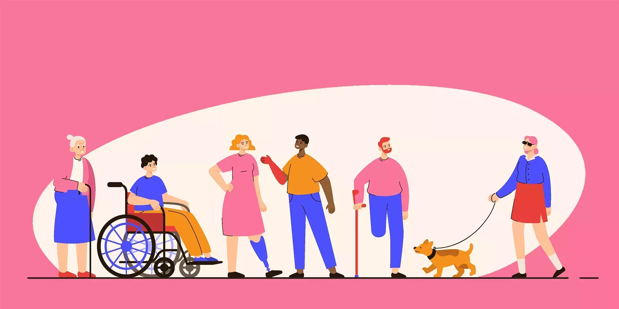 several people with different disabilities