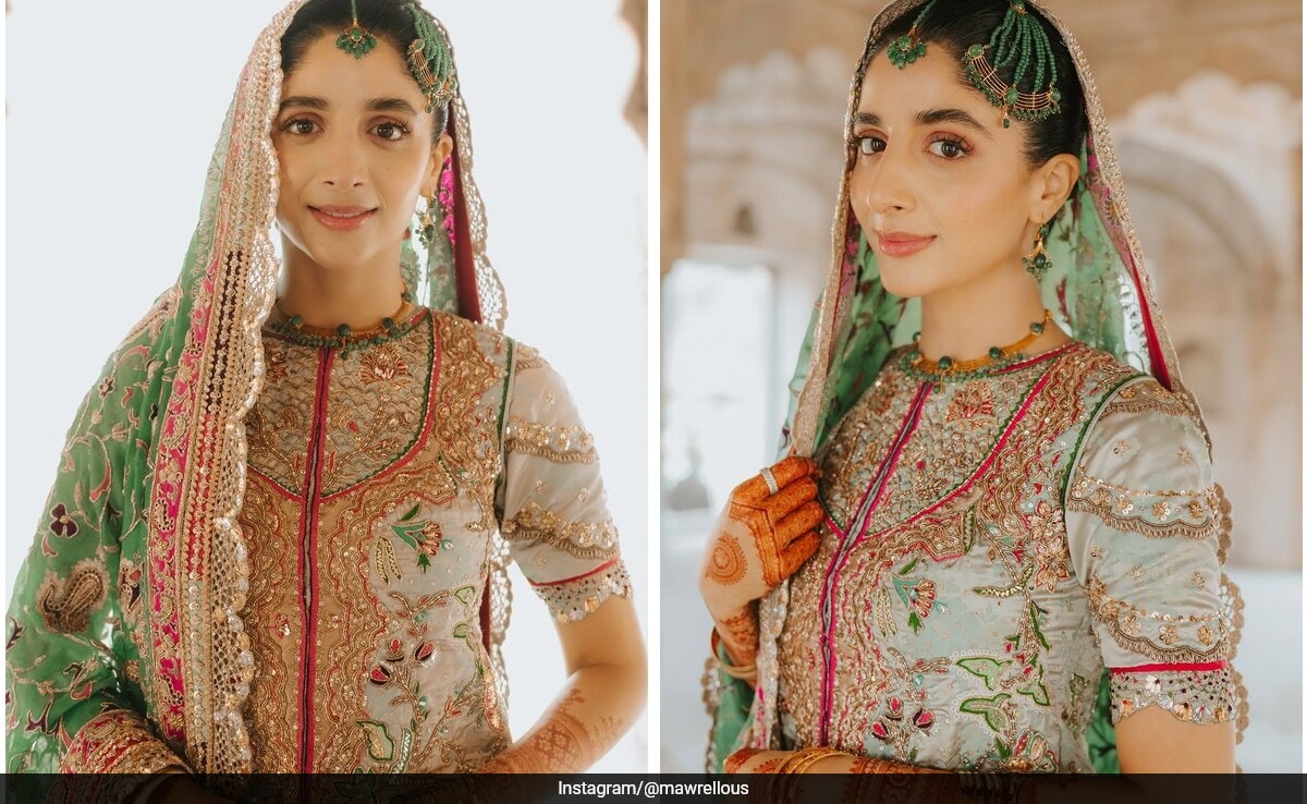 El suave maquillaje rosa de Mawra Hocane es realzado por su radiante brillo nupcial