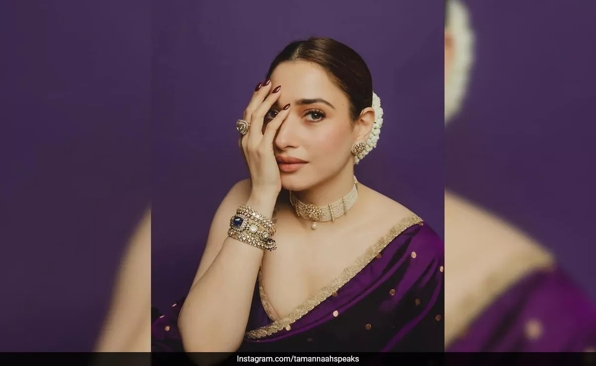 Tamannaah Bhatia Brilla con un Glamour Étnico en Tonos Durazno-Nude