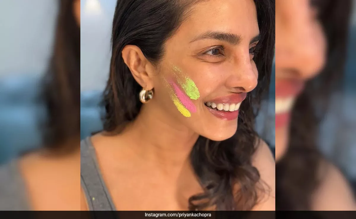 Priyanka Chopra irradia alegría en Holi con colores lima, amarillo y rosa en sus mejillas