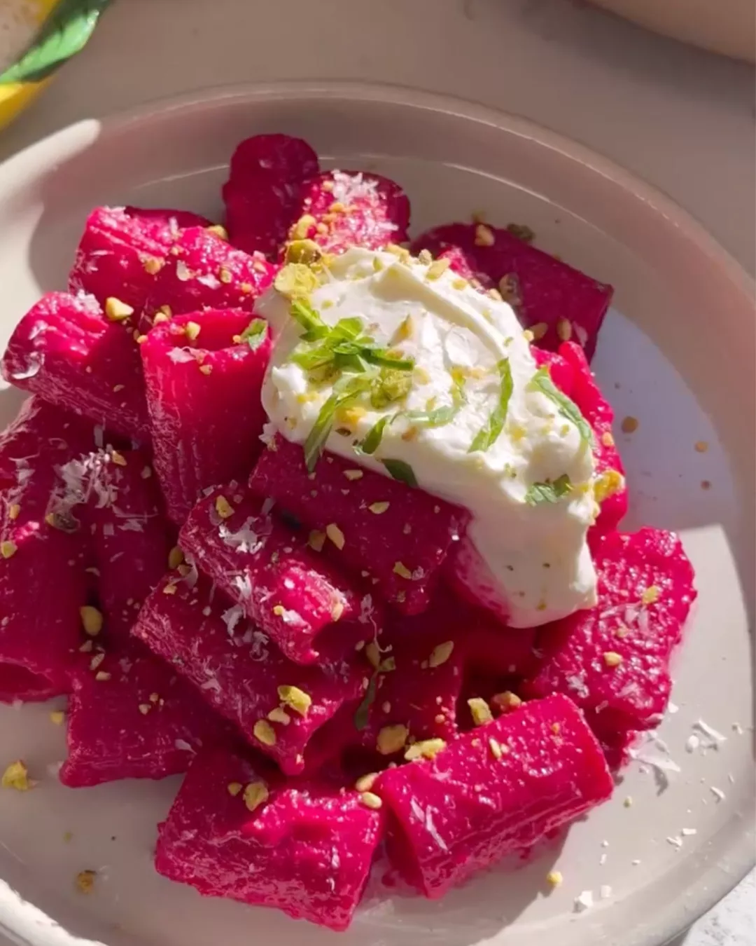 Pasta con Ricotta y Betabel - 1