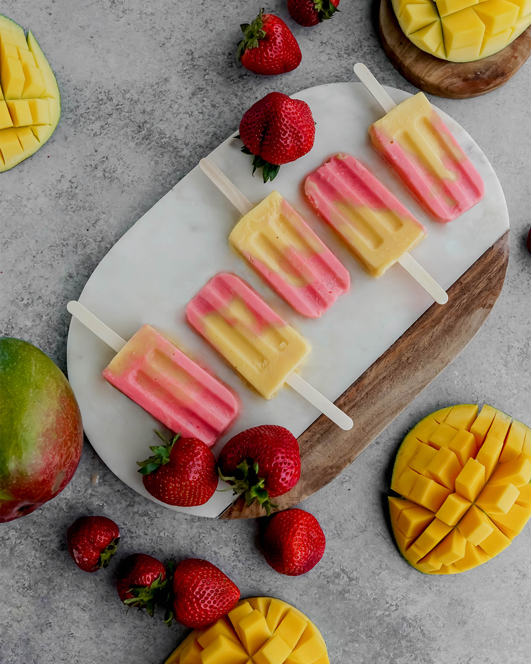 Paletas Probióticas de Fresa y Mango