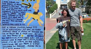 Puso un cartel para encontrar al chico que vio en la playa y el final fue... ¡así de romántico!