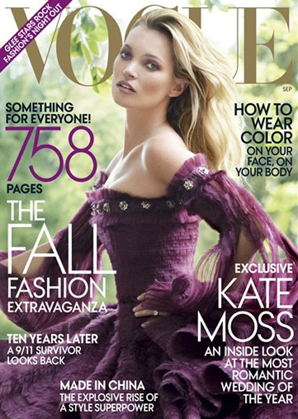 Kate Moss, de Alexander McQueen, en el September Issue de Vogue USA