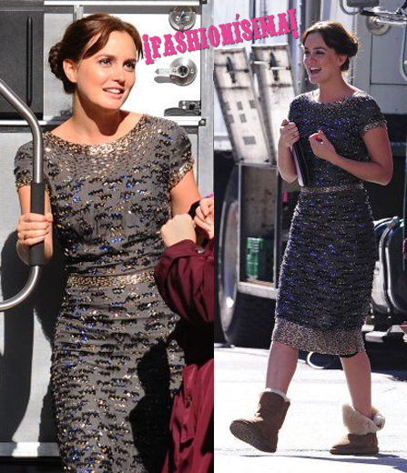 Leighton Meester de Oscar de la Renta Pre-Fall 2011 en el set de Gossip Girl